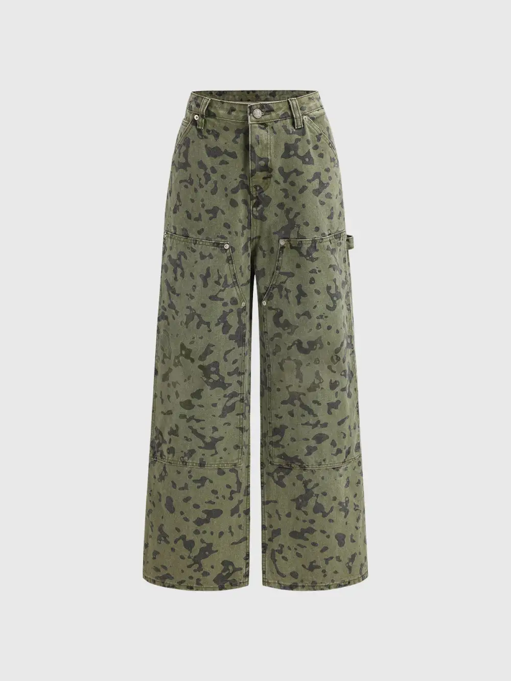 Cropped High-Waist Camouflage Cargo Pants
