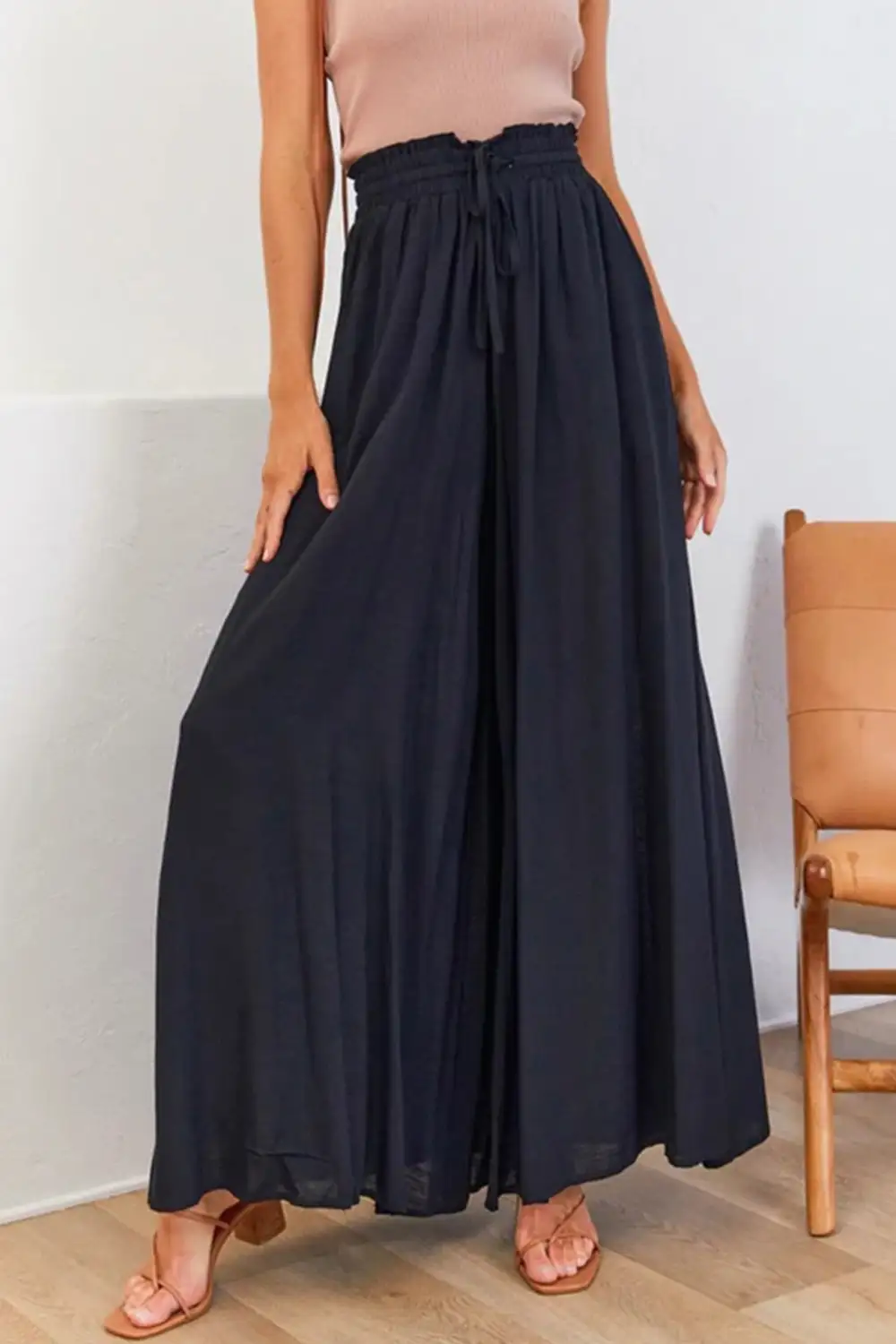Elastic Waist Printed Wide Leg Pants