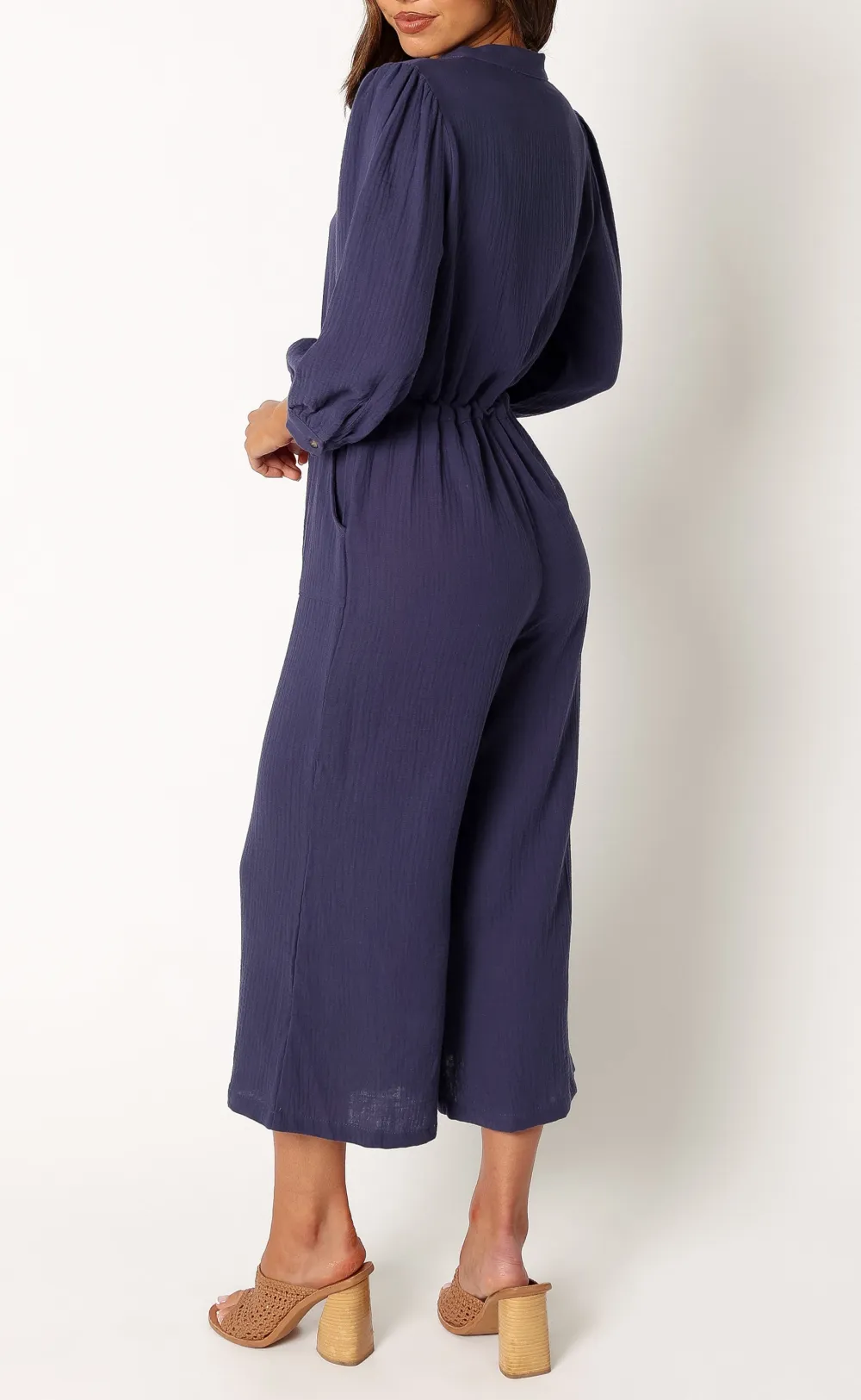 V-Neck Straight-Leg Pocket Jumpsuit