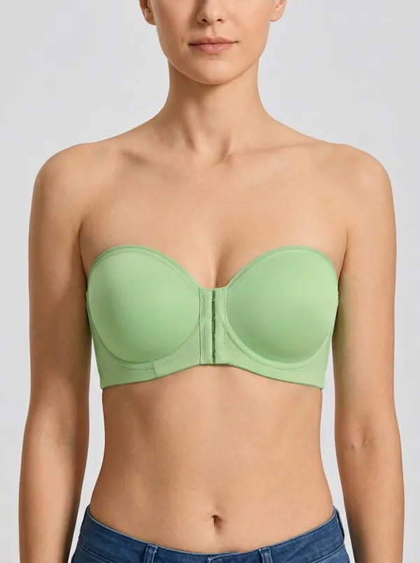 Women's Bonded-Edge Underwire Front-Closure Strapless Bra