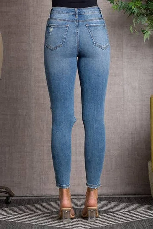 High Rise Ripped Skinny Jeans