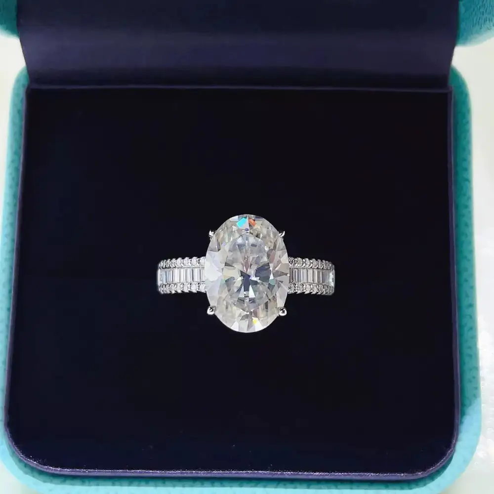 Bold Sterling Silver Moissanite Ring