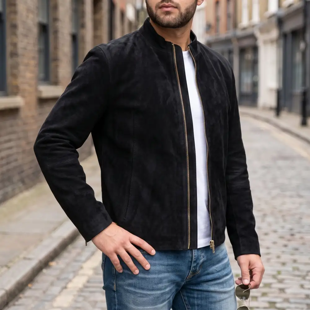 Suede Bomber Western Multi Pocket Jacket