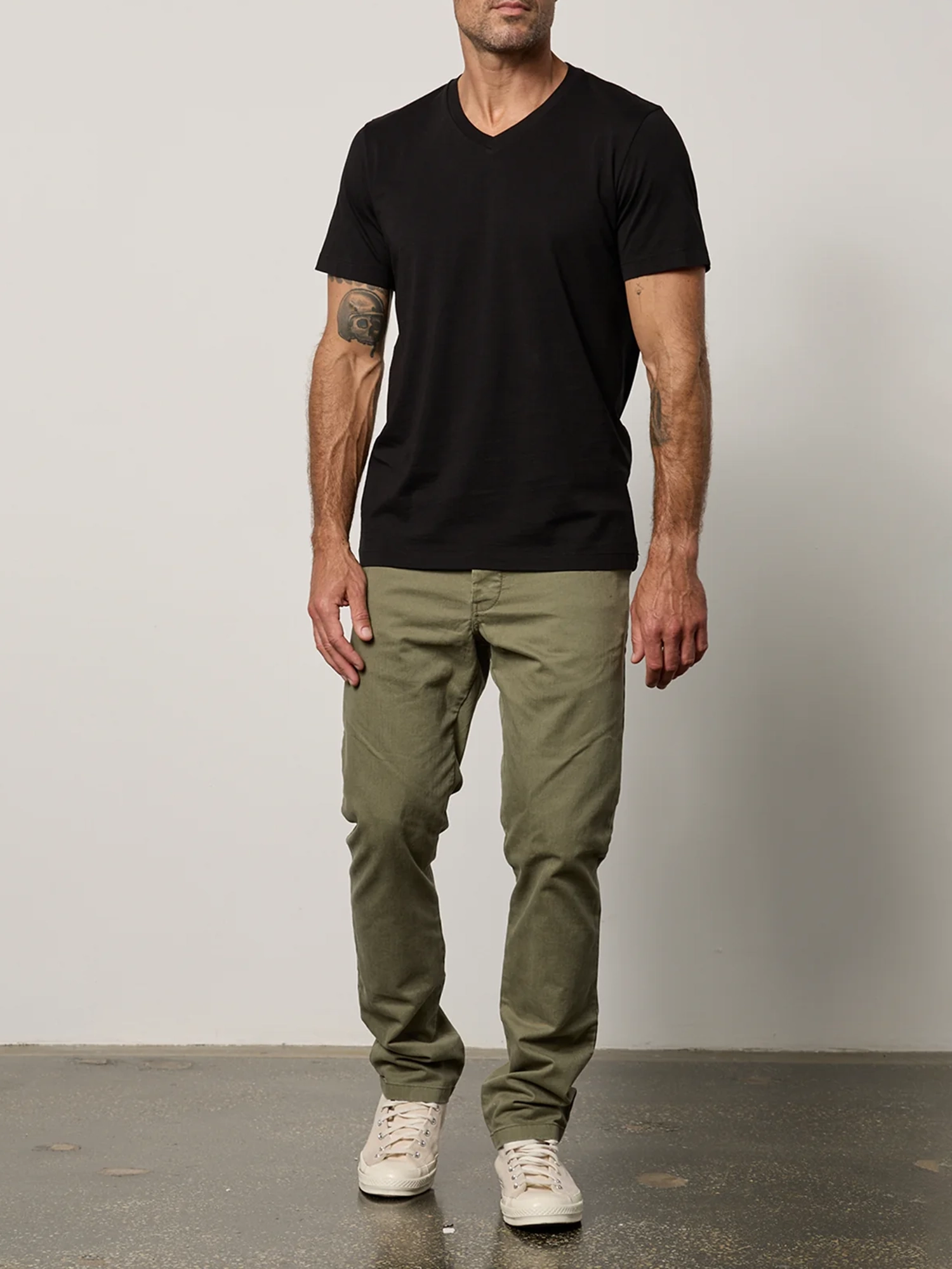 Men's Fashion Cotton V-Neck Solid Short Sleeve T-Shirt