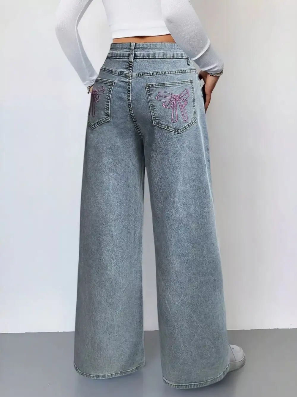 Contoured High Waist Wide Leg Denim Jeans