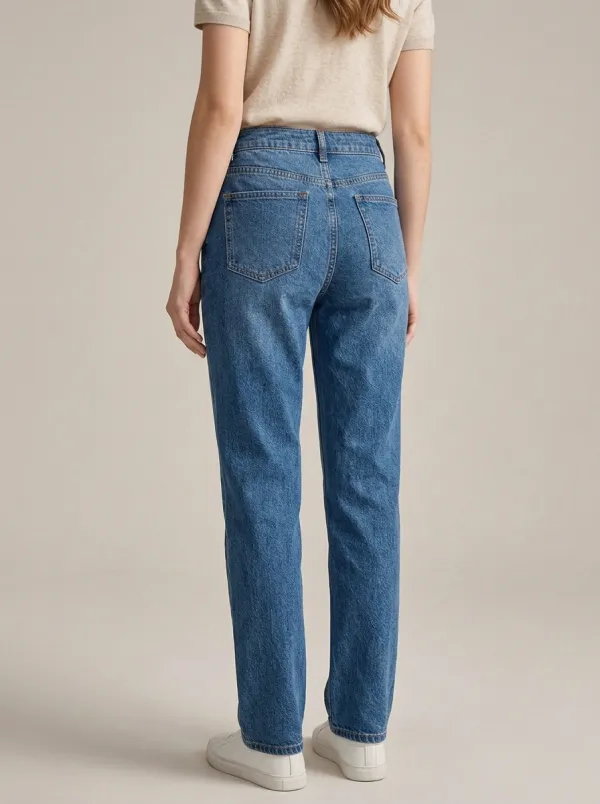Women's Casual Daily Wear High-Waisted Blue Denim Jeans