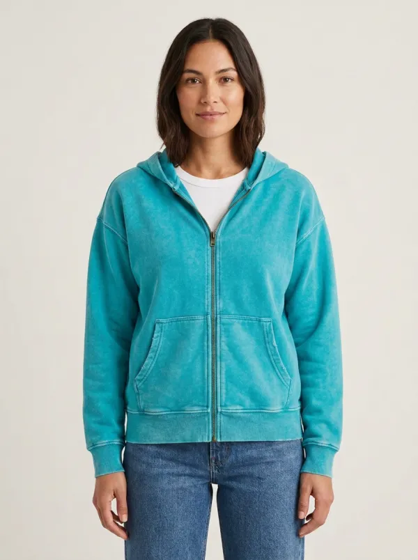 Vintage-Wash Women's Zip-Up Hooded Jacket