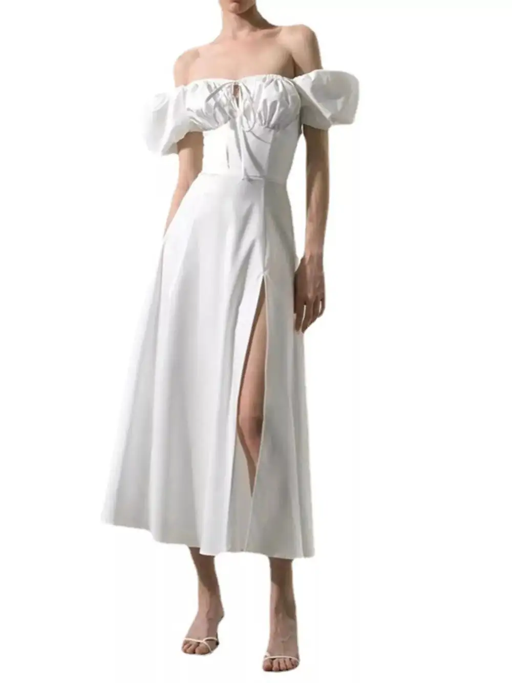 Slit Short Sleeve Midi Dress