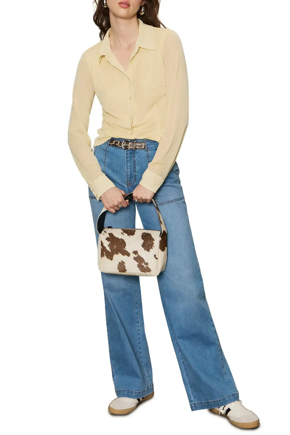 Mesh Button Front Collared Fitted Shirt