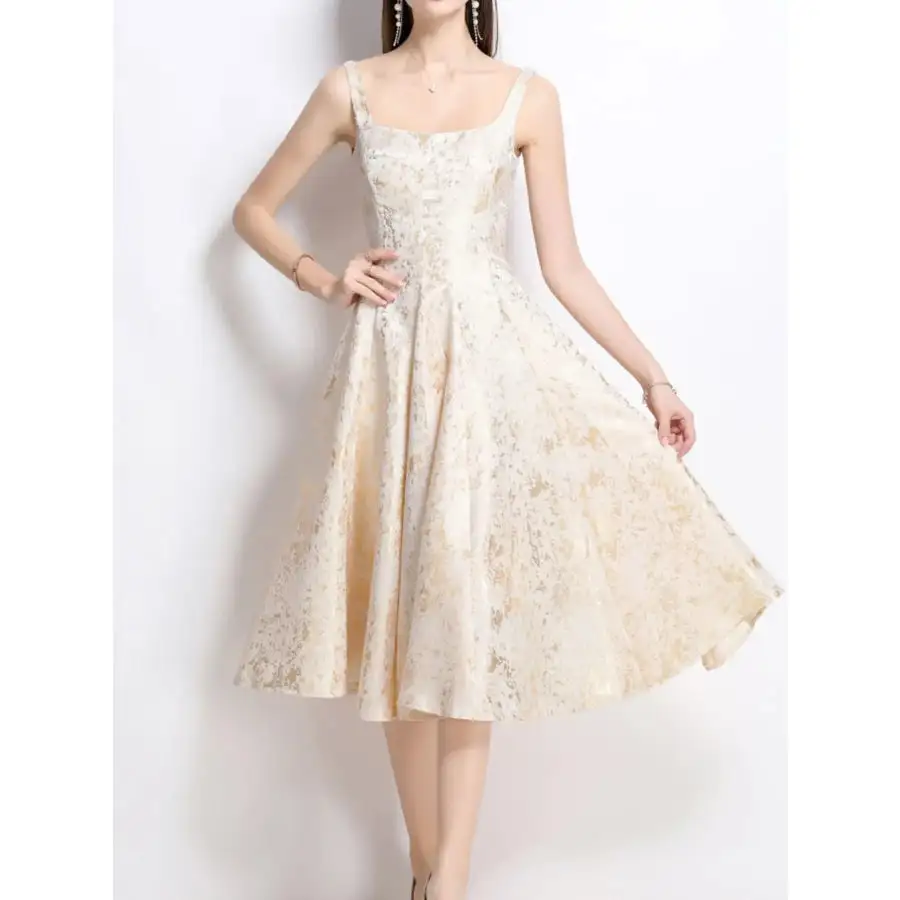 A-Line Sleeveless Midi Dress
