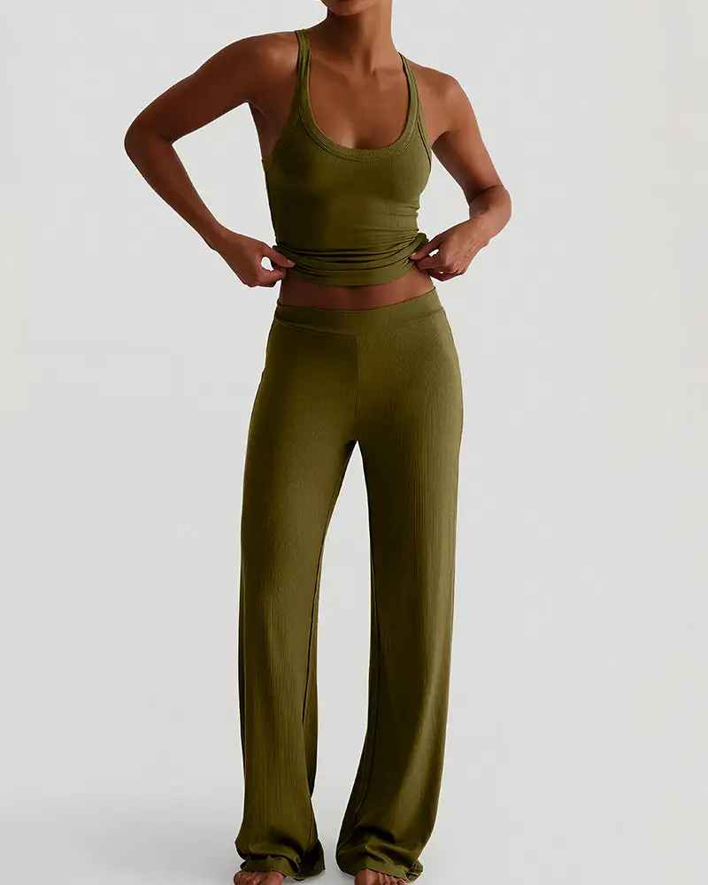 Racerback Tank and Wide-Leg Pants Lounge Set