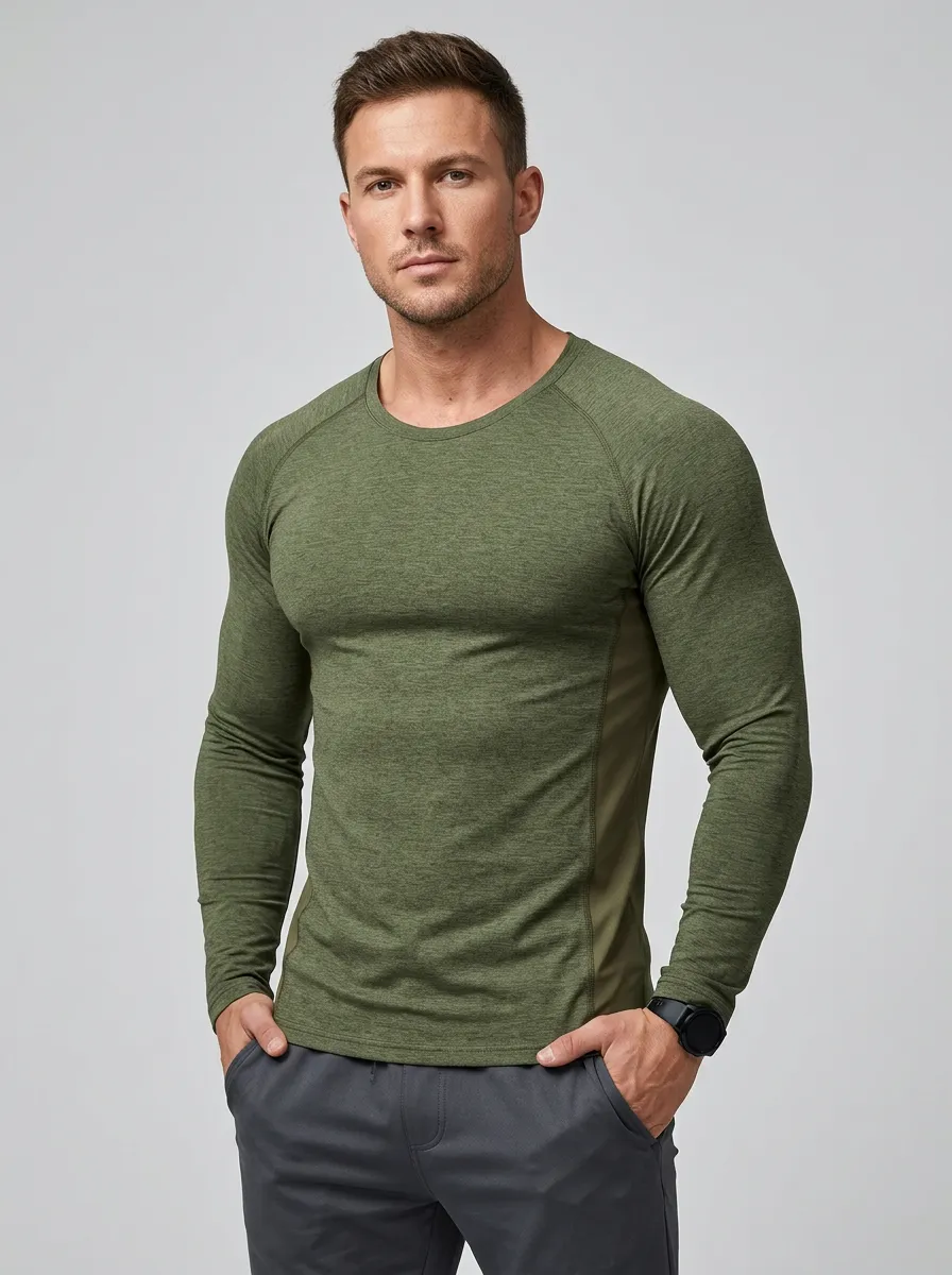 Men's Fitness Athletic Raglan Long Sleeve T-Shirt