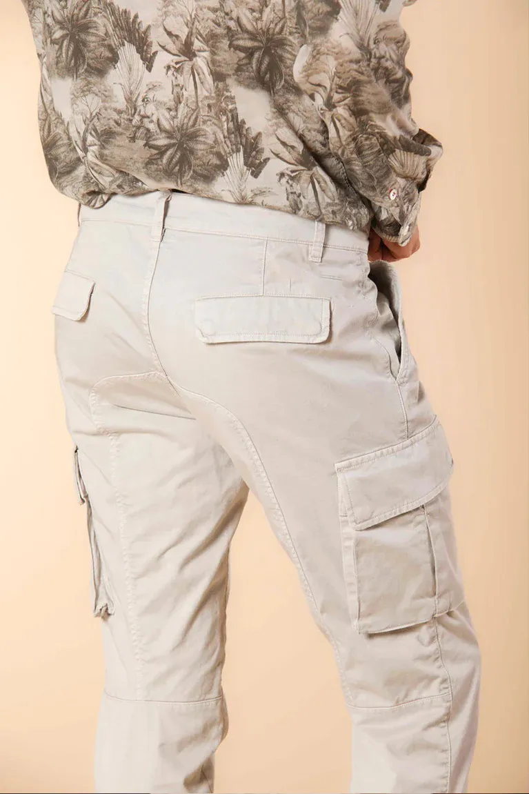 Men's Ice Gray Stretch Cotton Slim Fit Large Pocket Overalls