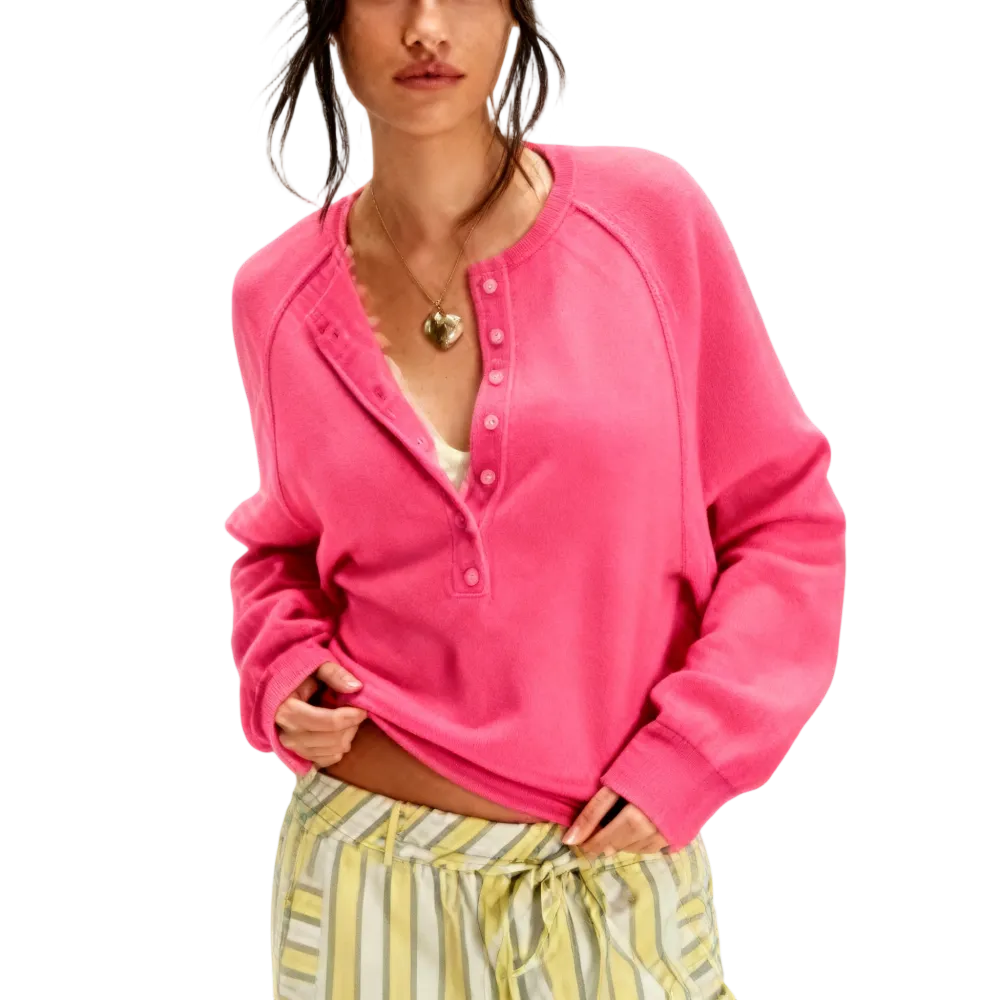 Women's Henley Neck Half-Button Knitting Sweater