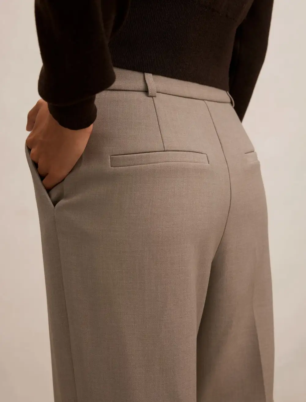 Taupe Straight Leg Tailored Trousers