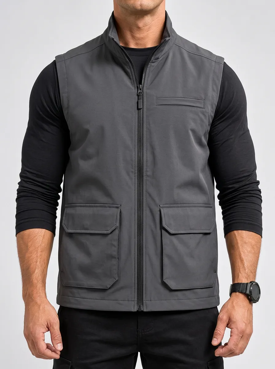 Outdoor-Inspired Sleeveless Jacket for Men