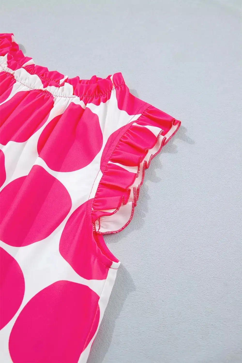 Polka Dot Print Frilled Round Neck Shift
