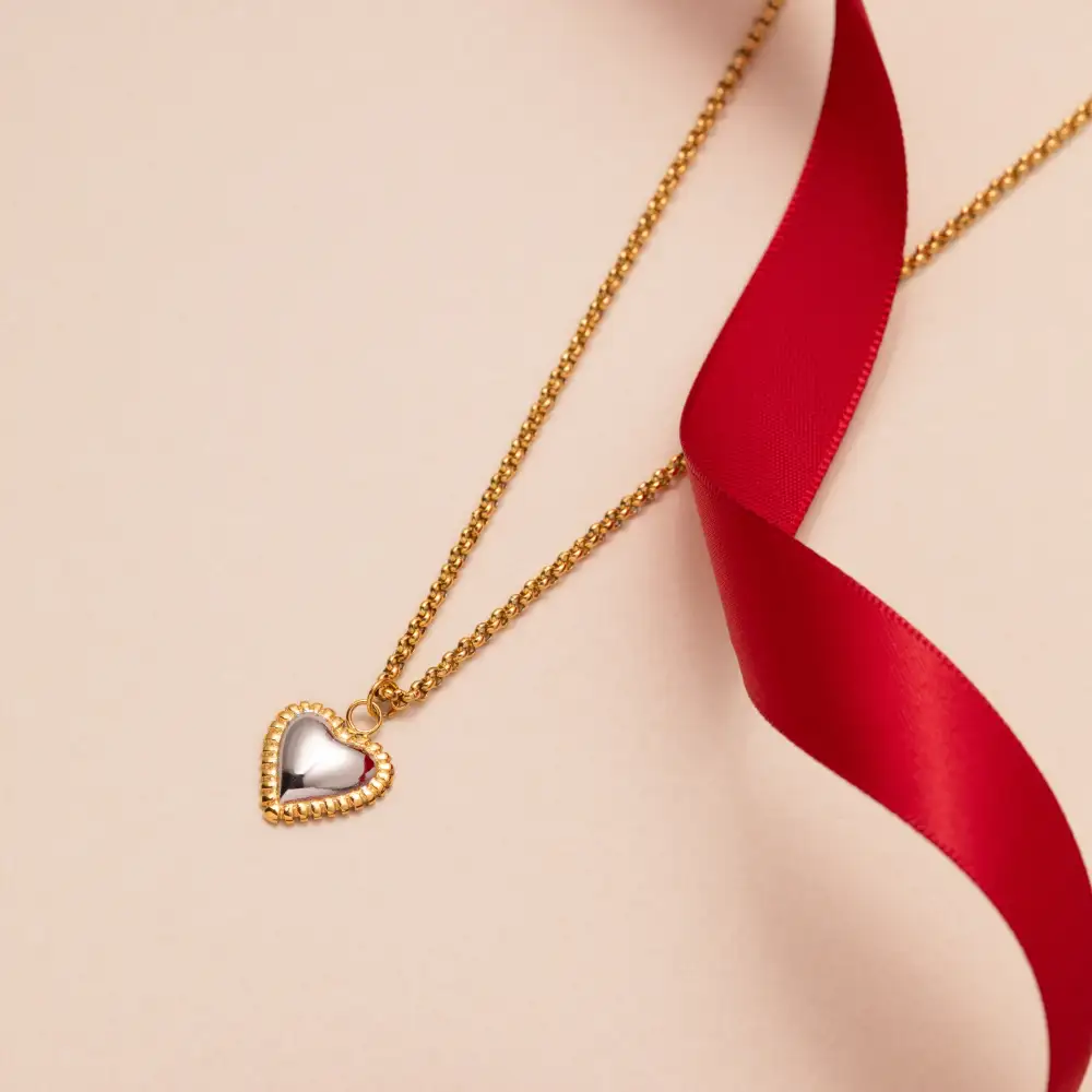 Two-Tone Heart Necklace Necklace