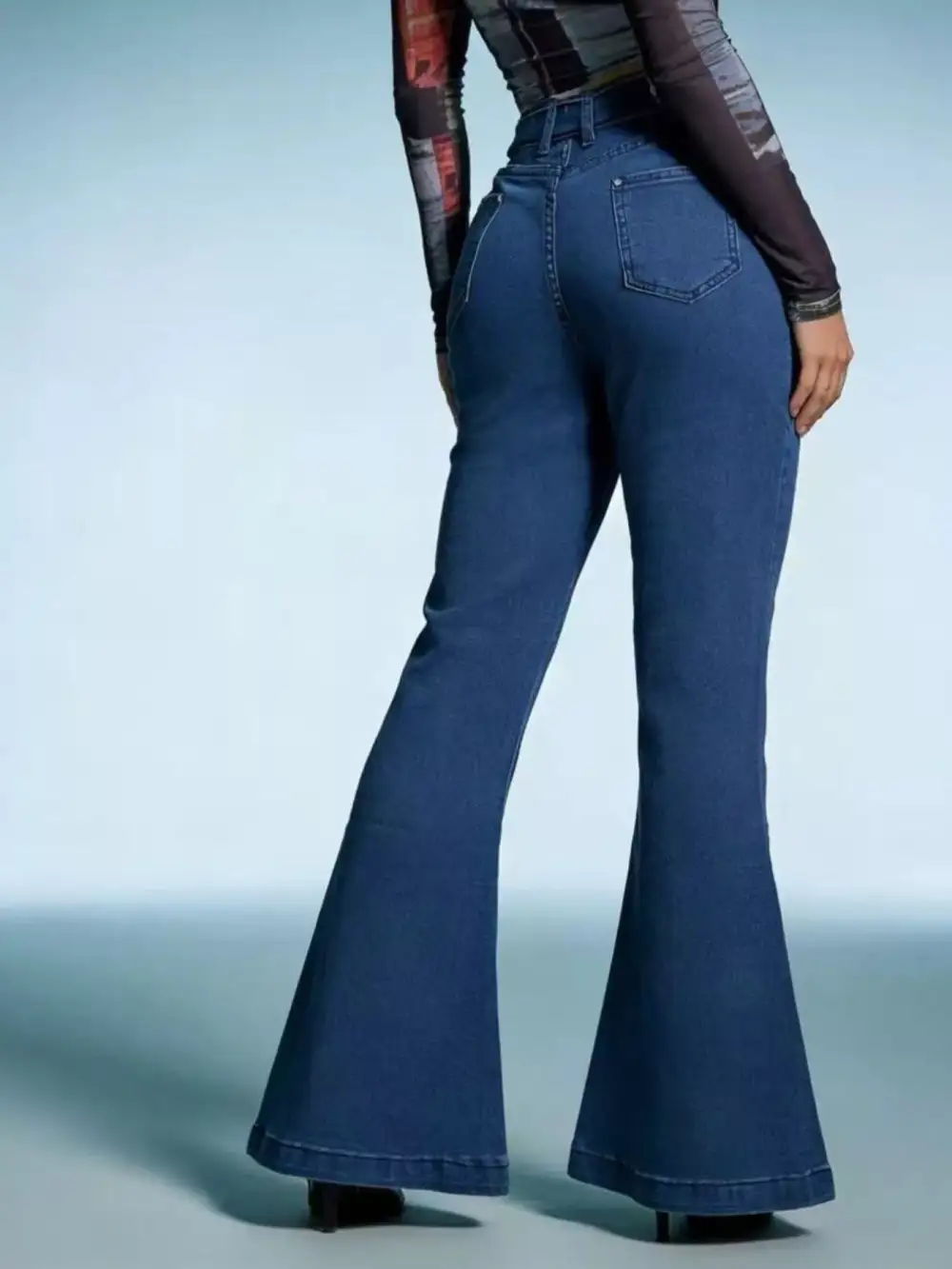 Sharp High Waist Flare Leg Denim Jeans