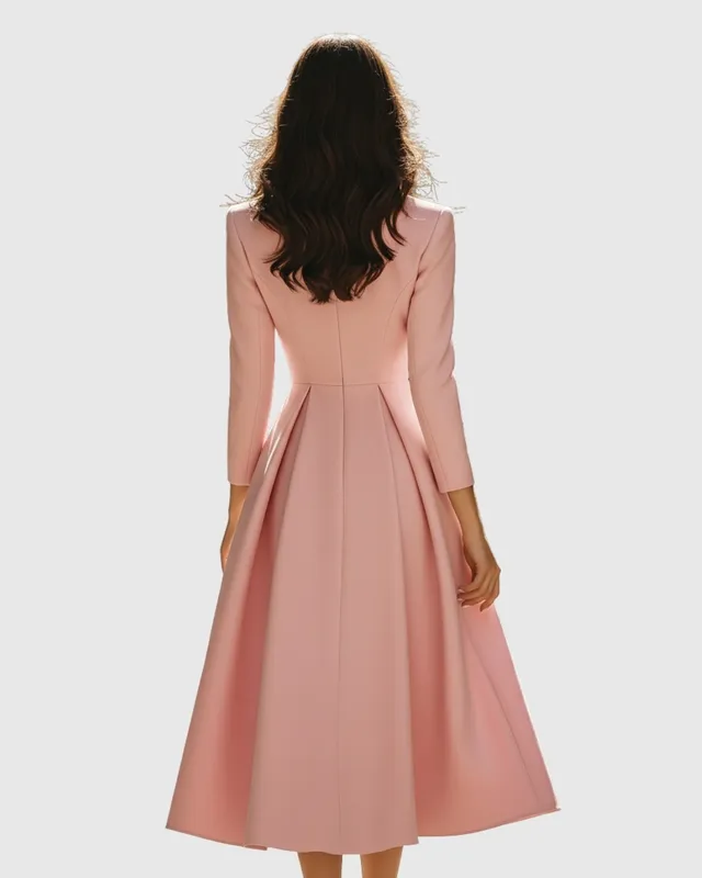 Elegant Pleated Blazer Midi Dress