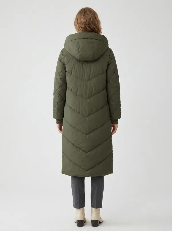 Relaxed-Fit Quilted Long Hooded Coat
