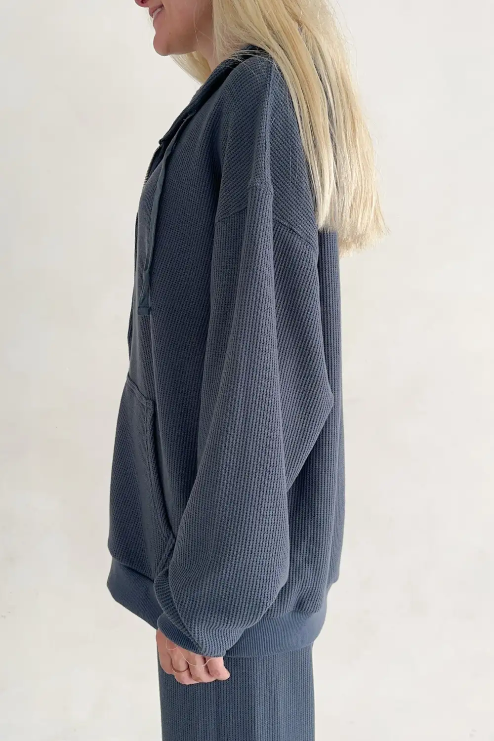 Flowy Waffle Knit Hoodie
