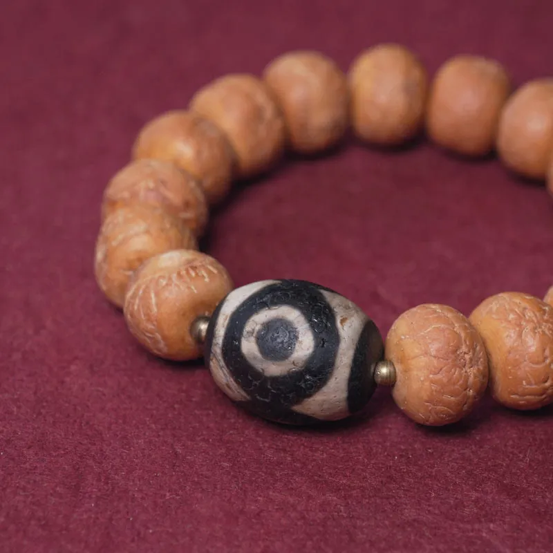 Bodhi Seed Dzi Bead Charm Wrist Mala Bracelet