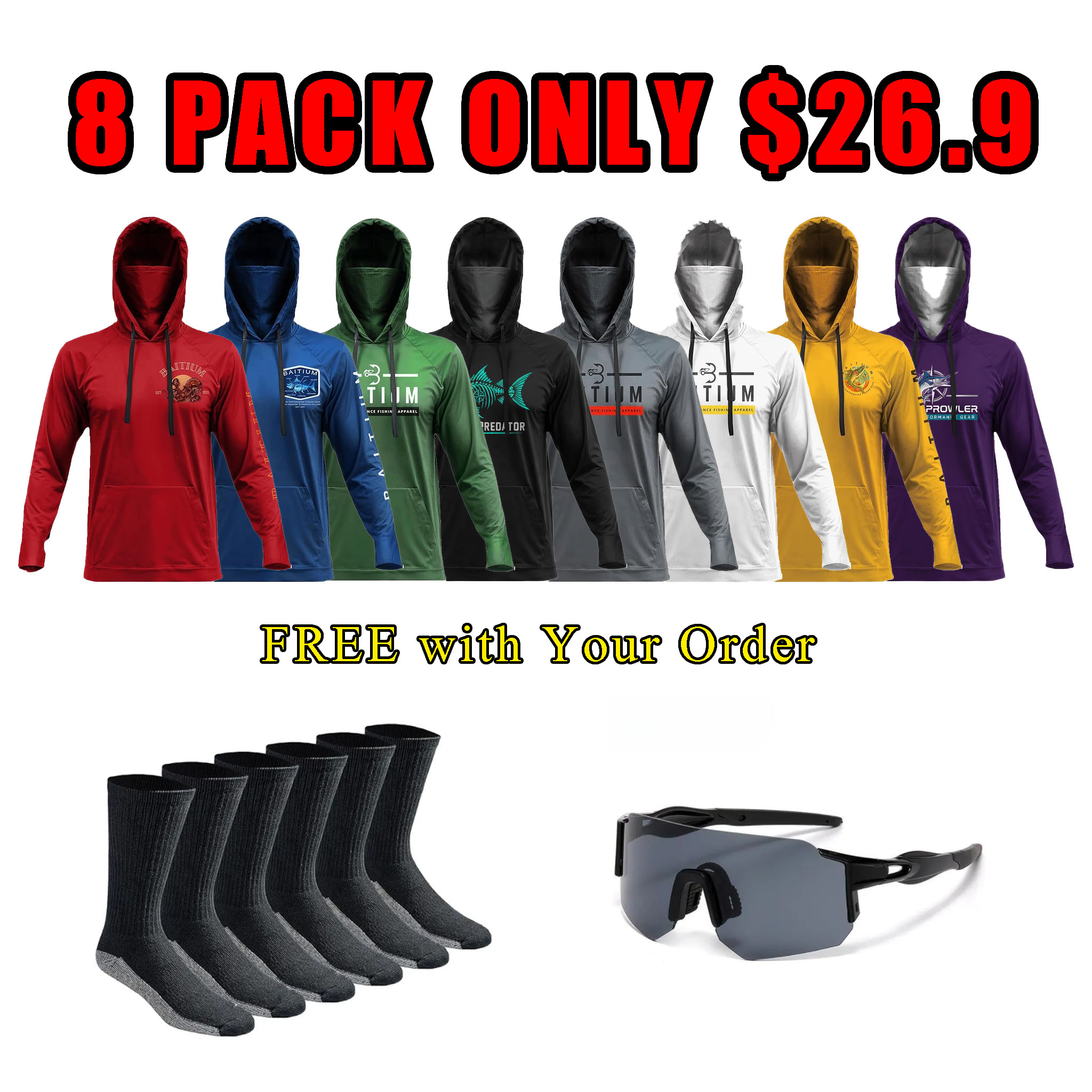 Fishing Shirts for Men Hooded Long Sleeve – UV Sun Protective T-Shirt Tee