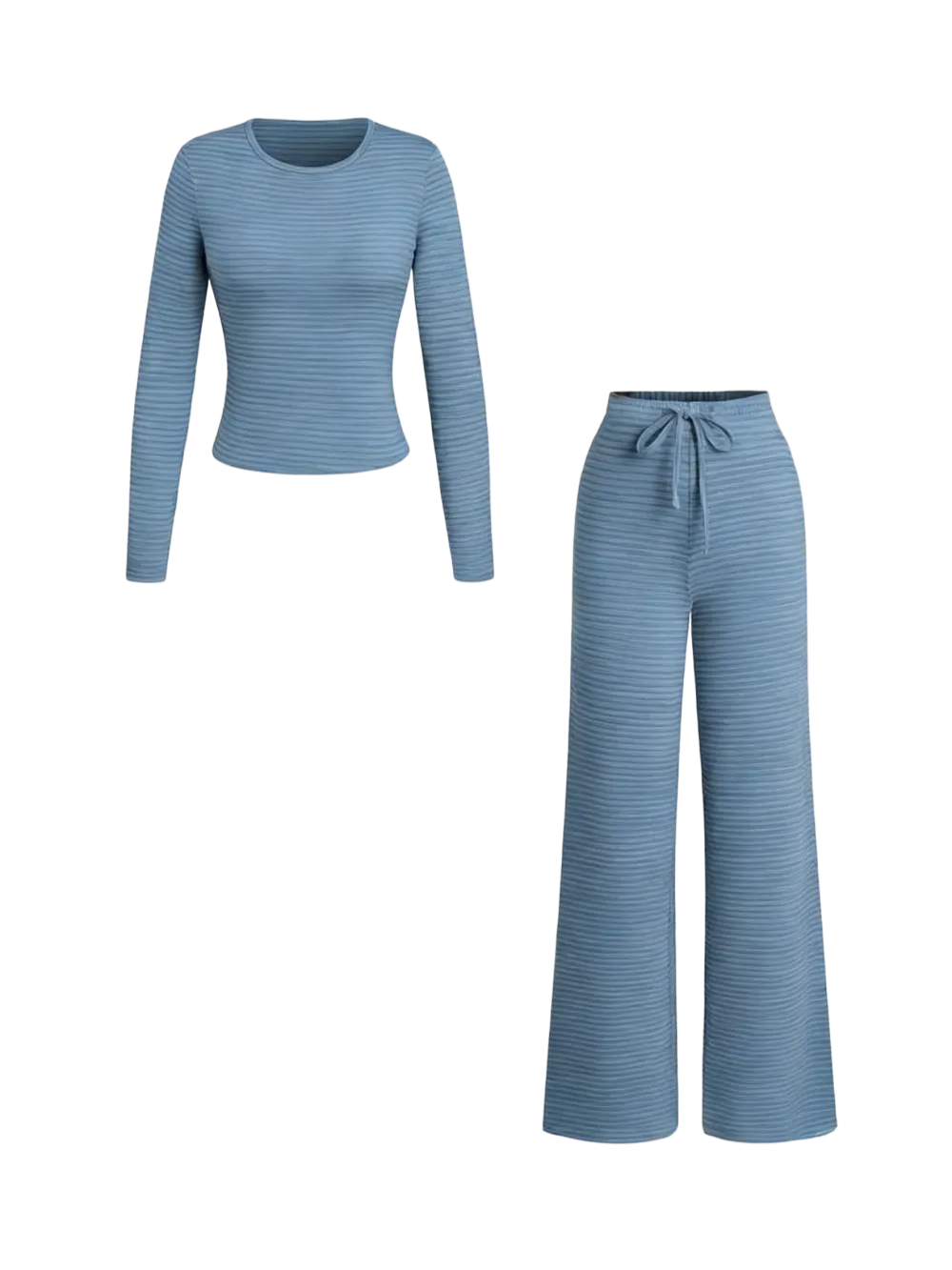 Women's striped printed long-sleeved T-shirt and trousers, casual two-piece set
