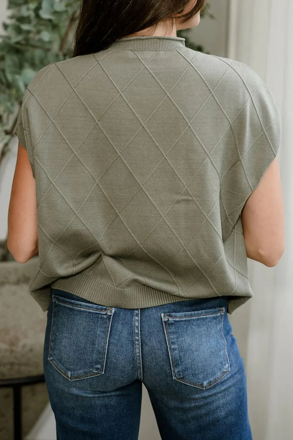 Argyle Pattern Round Neck Vest Tank