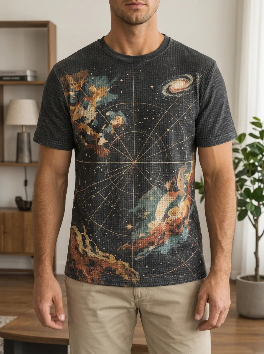 Men's Astronomy Lover Galaxy Star Map Crew Neck T-Shirt