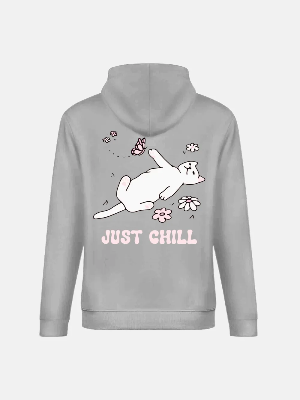Just Chill Cat Pattern Hoodie