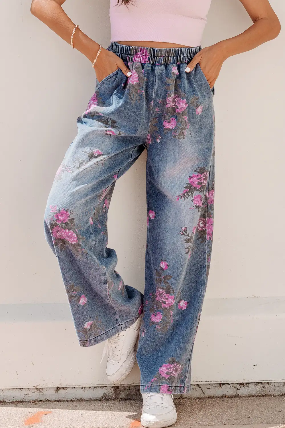 Elastic Waist Denim Jeans