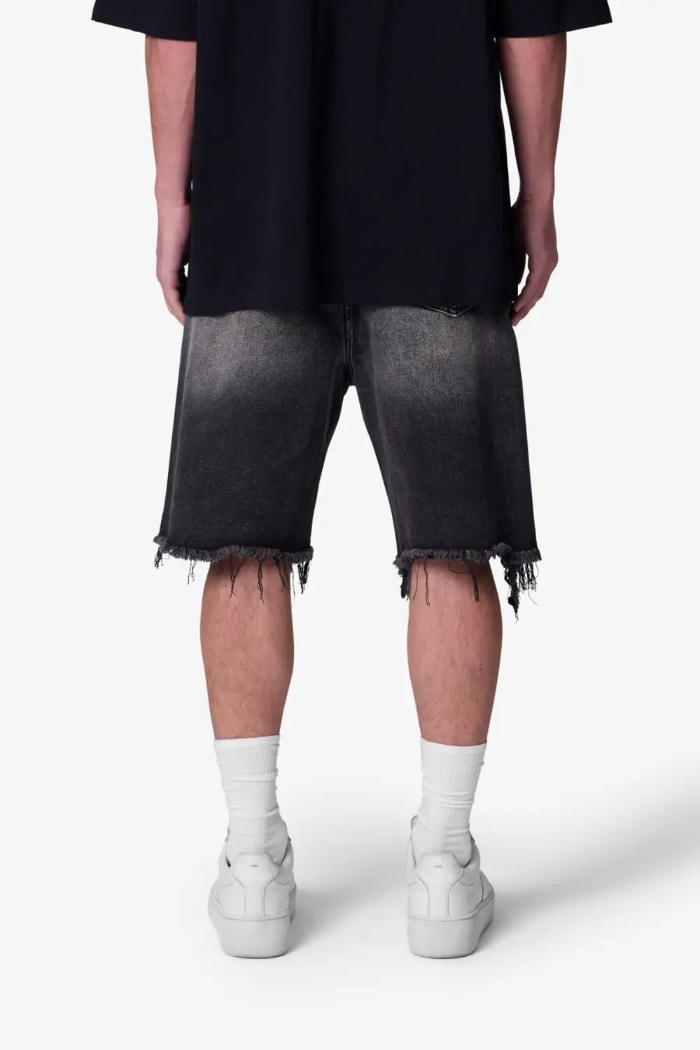 Distressed Motif Denim Shorts