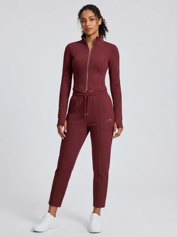 Women's Dusty Blue Zip-Up Jacket and Jogger Set