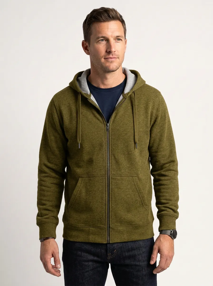 Relaxed Zip-Up Hooded Profile Men's Sport Jacket