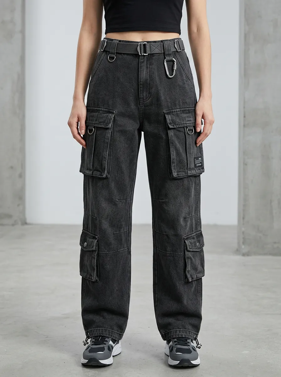 Outdoor-Inspired Multi Pocket Techwear Style Sport Look Women's Multi Pocket Cargo Pants