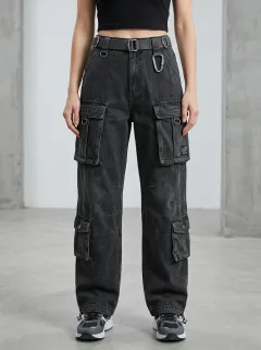 Outdoor-Inspired Multi Pocket Techwear Style Sport Look Women's Multi Pocket Cargo Pants