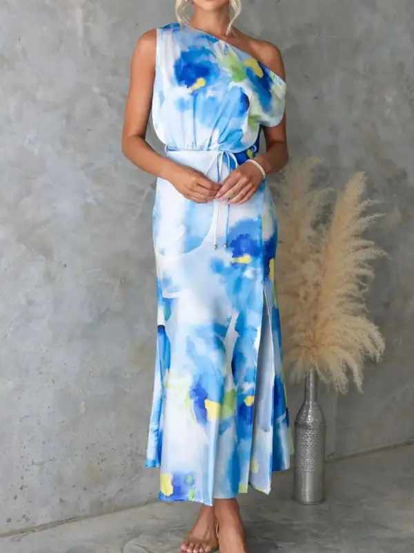 Easy Fit Printed Slit Dress