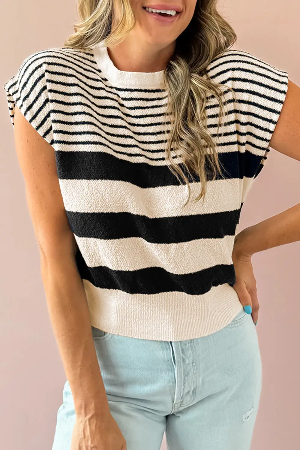 Striped Round Neck Sweater Vest
