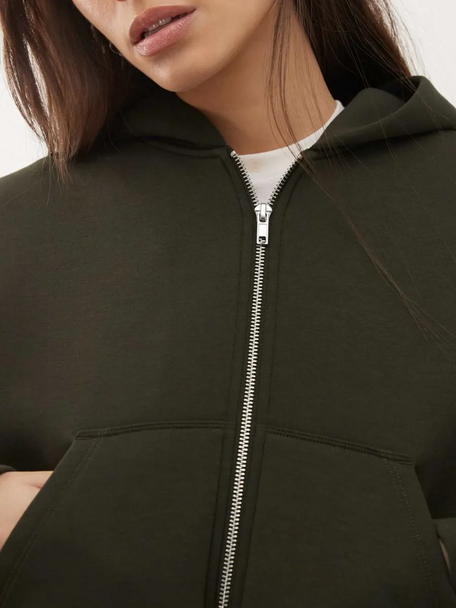 Cropped Zip-Up Hoodie
