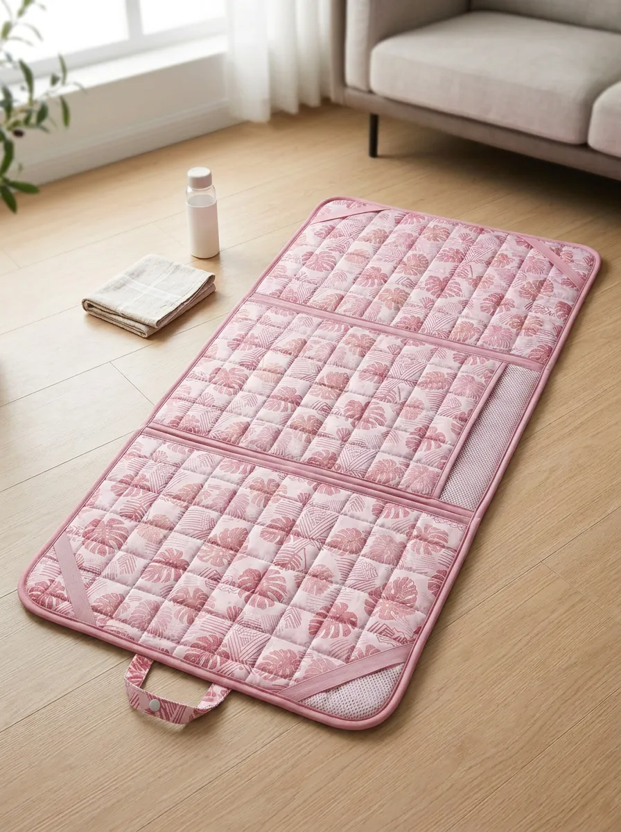 Portable Summer Cooling Tropical Leaf Pattern Cooling Mat