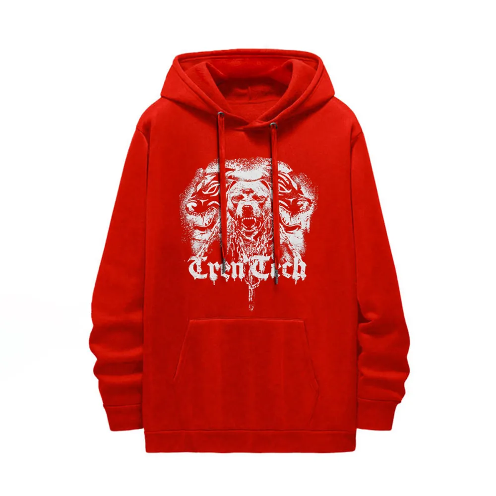 Fierce Bulldog Print Hooded Sweatshirt