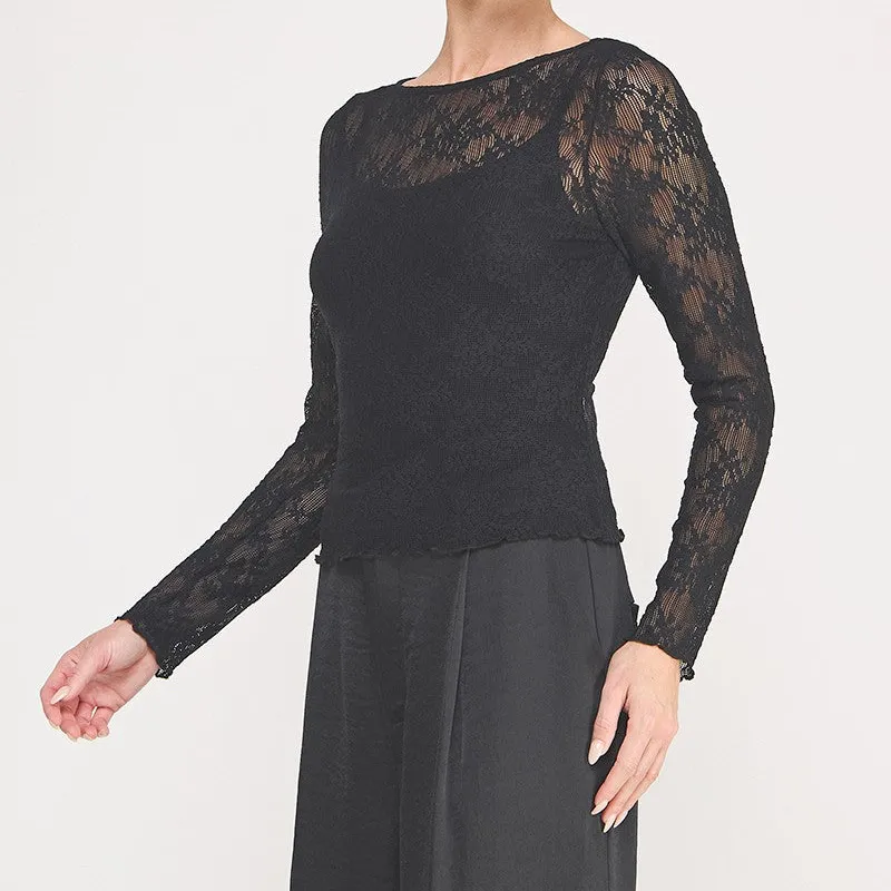 Relaxed Embroidered Mesh Top