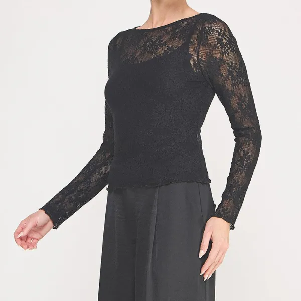 Relaxed Embroidered Mesh Top