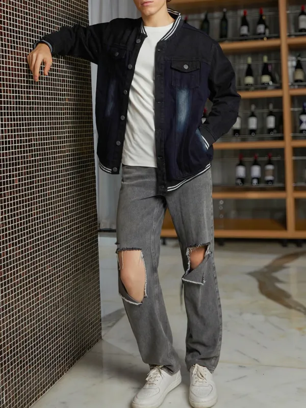 Denim Inspired Varsity Jacket