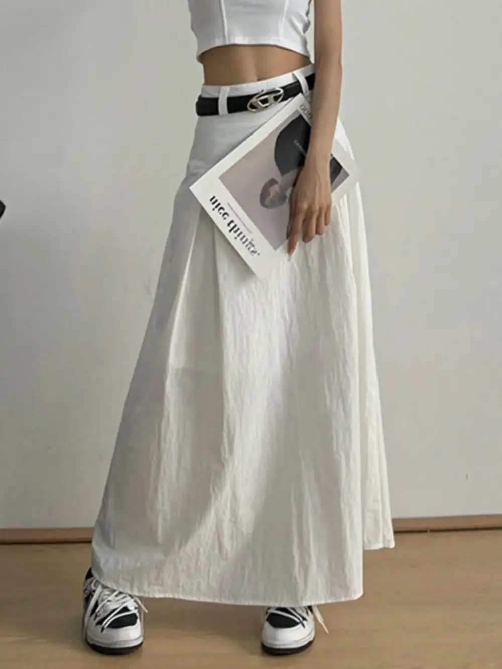 High Waisted A-Line Maxi Skirt