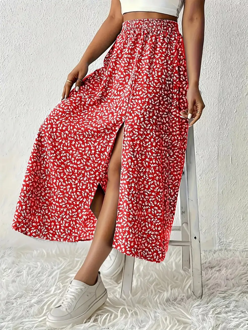 Wearable Printed Slit Detail Skirt