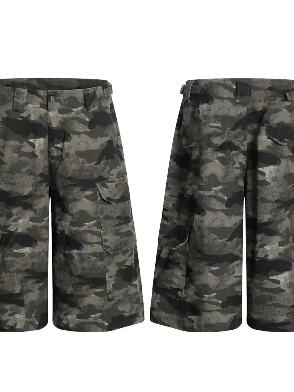 Minimal Utility Cotton Blend Casual Shorts