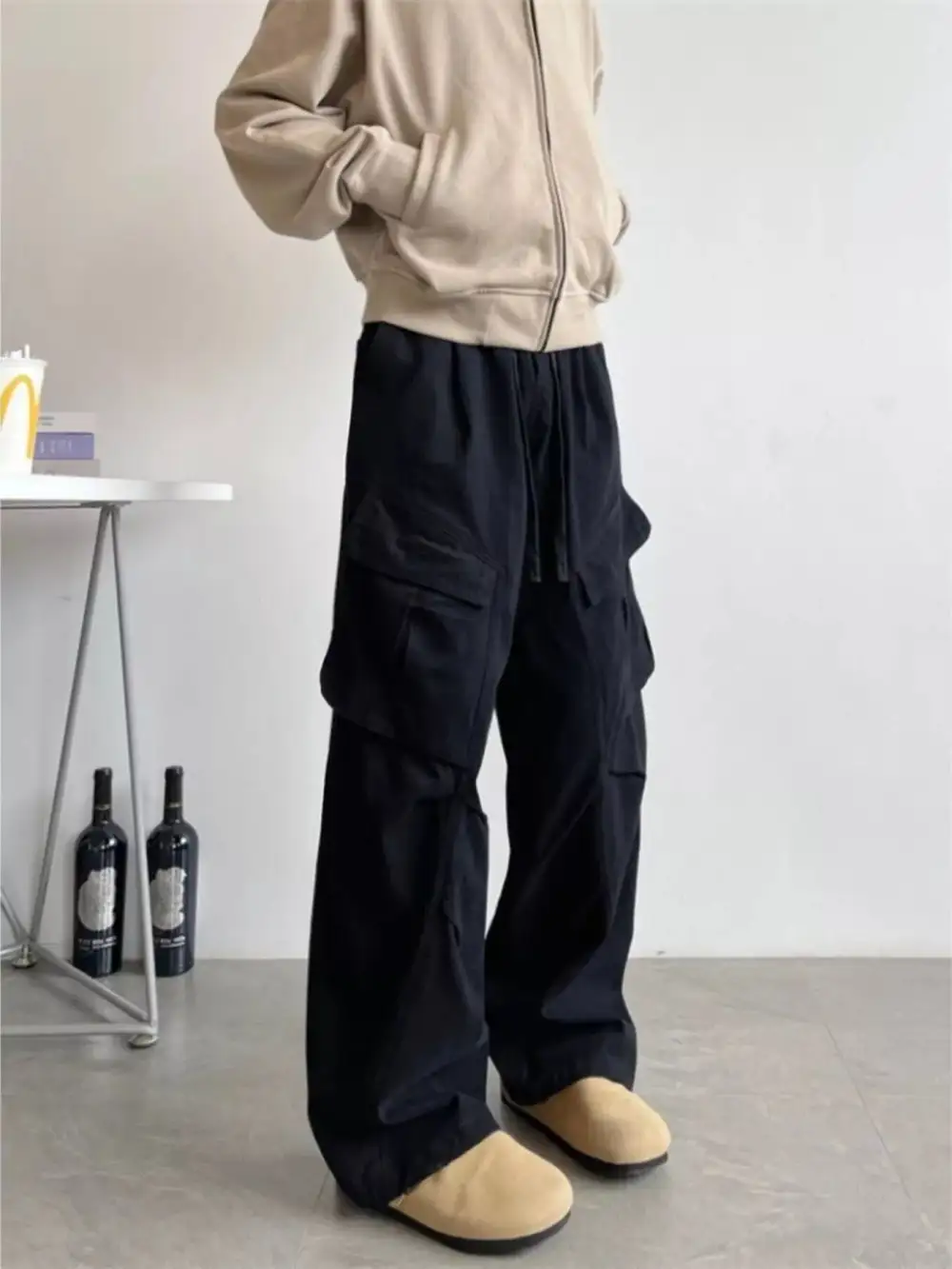 Textured Men's Plus Size Loose Fit Cargo Pants